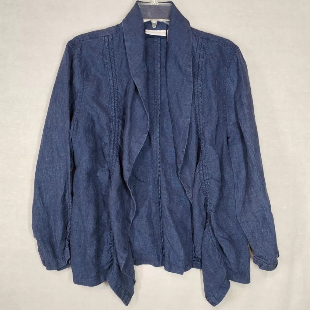 Chico's denim Blue linen Open Front Jacket